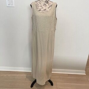 Katie Lee‎ Collection Linen Blend Embroidered Sleeveless Maxi Dress Size L